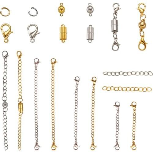 Jewelry Making Brass Magnetic Clasp Stainless Steel Jump Rings End Chain Alloy Lobster Claw Clasps Iron End Twist Extender Chain