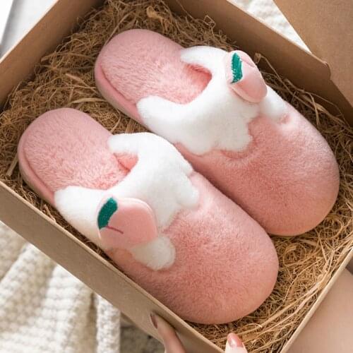 Apanzu women winter warm plush slippers indoor Cartoon Comfortable Soft Bottom home shoes women house slippers Furry pink slides