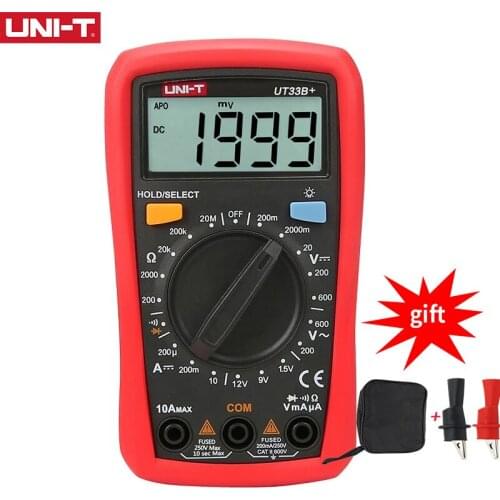 UNI-T UT33B+ Digital Multimeter Manual Range AC DC 200mV~600V Voltage Meter DC 10A Current Tester Resistance Meter