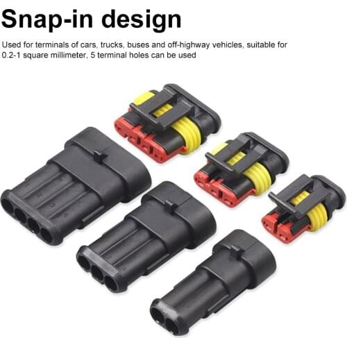 5sets waterproof connector Kit 2 pin 1/2/3/4/5/6 pins Way AMP Super seal Waterproof Electrical Wire Connector Plug for car