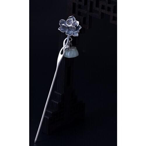 1pc Chinese Style Classical Hairpin 925 Silver Hair Stick Ancient Pendant Hair Accessories Daily Headdress Decor Women Girl Gift