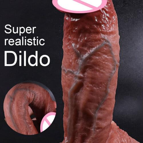 Female dildo super big realistic penis sucker faloimitator penis G-spot stimulation soft silicone reality retractable huge penis