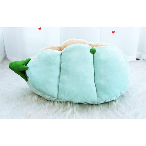 Winter Warm Cat House Semi Closed Velvet Pet Bed Kitten Small Dog Nest Cute Cartoon Peas Shape Comfortable Soft Sleeping Kennel