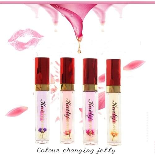KAILIJUMEI Gold Foil Flower Temperature Changing Color Lip Glaze Long Lasting Moisturizing Waterproof 4 Colors Randomly Lipstick