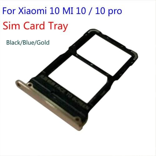 1pcs Black/Blue/Gold Dual SIM Card Tray Micro Card Holder Adapter For Xiaomi 10 MI 10 / 10 pro