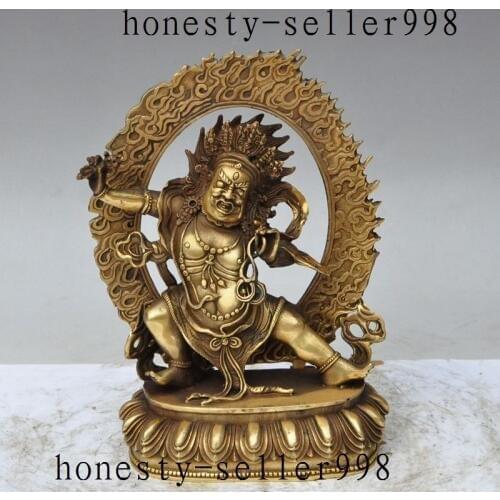 10" Tibet Buddhism Brass Mahakala Wrathful Deity Dharmapala God Buddha Statue