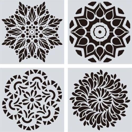 16pcs/set Mandala Stencils DIY Drawing Template Wall Painting for Wood Tile Rock R9JB
