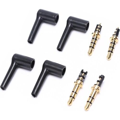 2pcs/lot 90 Degrees 3.5mm stereo headset plug jack 3 4 pole 3.5 Gold Plated Black Audio Plugs Jack Adaptor Connector NEW