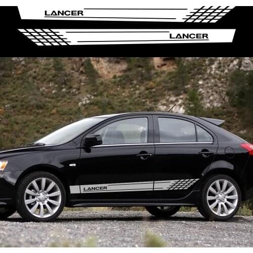 2PCS for Mitsubishi Lancer 10 3 9 Car Door Side Skirt Stripes Decoration Stickers Vinyl Auto Reflective Decals Car Accessories