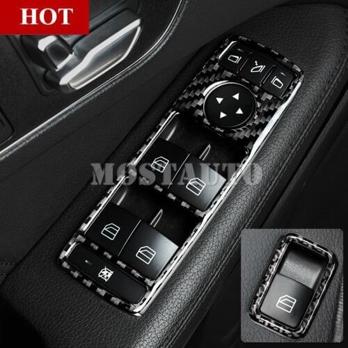 For Benz C Class W204 Carbon Fiber Car Door Window Button Trim Cover 2007-2013 4pcs Car Accessories Interior Car Decor Car Trim