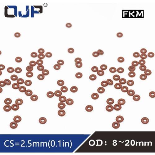 5PCS/lot Fluorine rubber Ring Brown FKM Oring Seal OD8/9/10/11/12/13/14/15/16/17/18/19/20*2.5mm Rubber O-Ring Seal Ring Gaskets