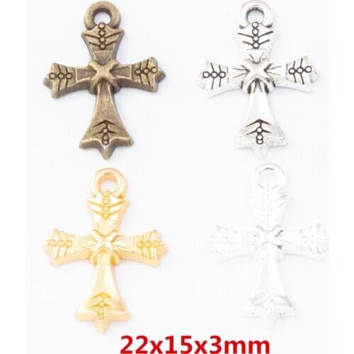 55 pieces of retro metal zinc alloy Cross pendant for DIY handmade jewelry necklace making 7739