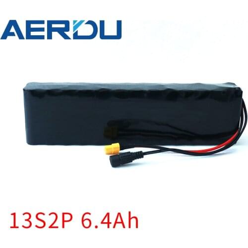 AERDU 48V 6.4Ah 500Watt 13S2P 18650 li-ion battery pack for electric bike Scooter skateboard bicycle built-in 15A BMS XT60