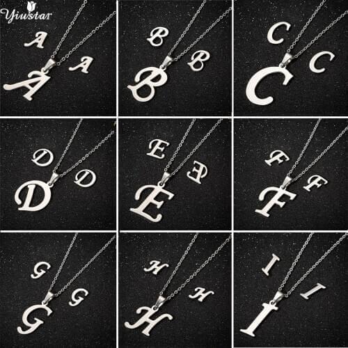 HfarichA-Z 26 Letters Pendant Necklace 2020 Gold Color Color Long Necklace Earing And Necklace Set Jewelry For Women Party