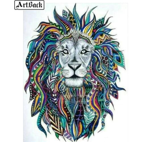 Full square / round drill diamond painting animal 5d diy diamond embroidery lion icon artwork diamond mosaic decoration kit