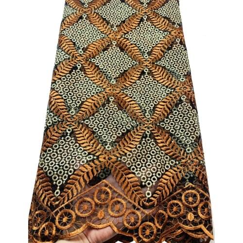 Caramel French Net Lace Fabric 2020 Latest African Fabric With Embroidery Mesh Tulle Lace Fabric High quality Nigerian YLL3256