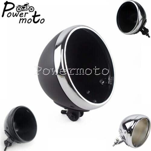 Motorcycle Headlight Shell For Chopper Bobber Yamaha Honda Cafe Racer 7" LED Bottom Mount Head Light Bulb Bucket Housing Cover