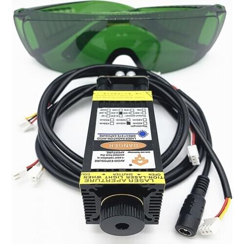 CNC 3.5W laser head, 3500mw blue laser module actual wattage. Real power with TTL/PWM high efficiency light transmittance