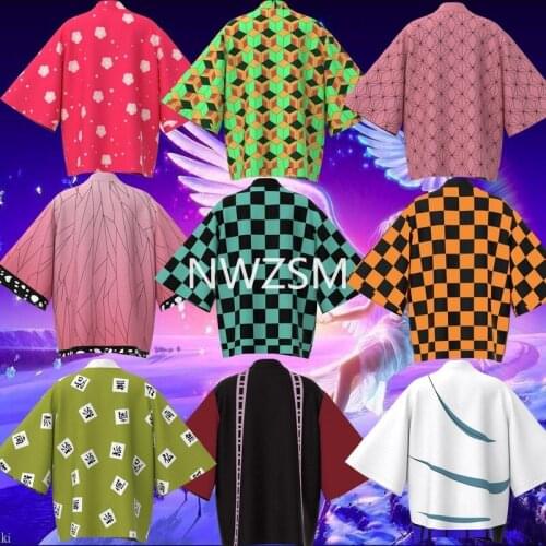 Summer Casual Cool Streetwear Demon Slayer Kimetsu no Yaiba 3D Printing Japanese Anime Kimono Haori Yukata Cosplay