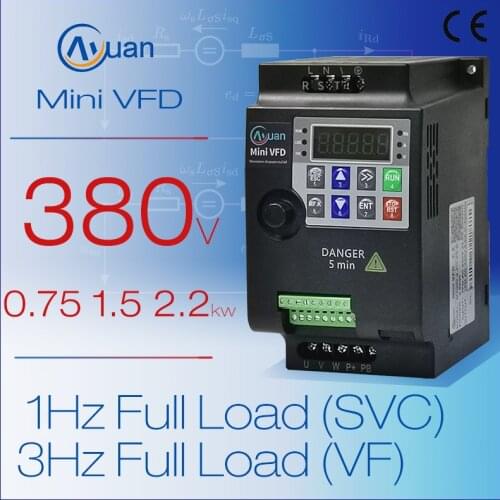 Mini vfd 0.75kw 1.5kw 2.2kw 380V vector Variable Frequency Inverter for Motor speed drive converter