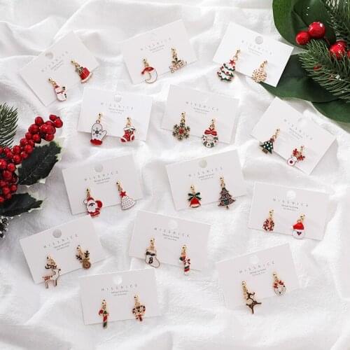 MISSNICE Cartoon Santa Claus Snowman Christmas Tree Earrings Merry Christmas Earrings For Women Christmas Carnival Party Gift