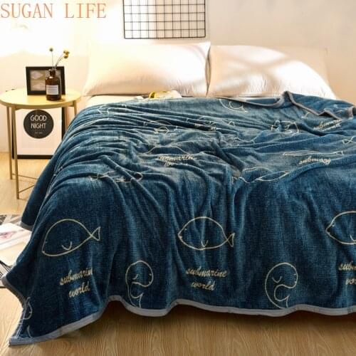 SUGAN LIFE Cartoon Throws Blanket Fleece Fabric Sheet Bedspread Multi-Size