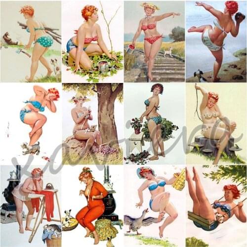 Xaviera 5D Diy Diamond Painting Sexy Fat Lady Cross Stitch Kits Full Drill Embroidery Cartoon Crystal Mosaic Crafts Home Decor