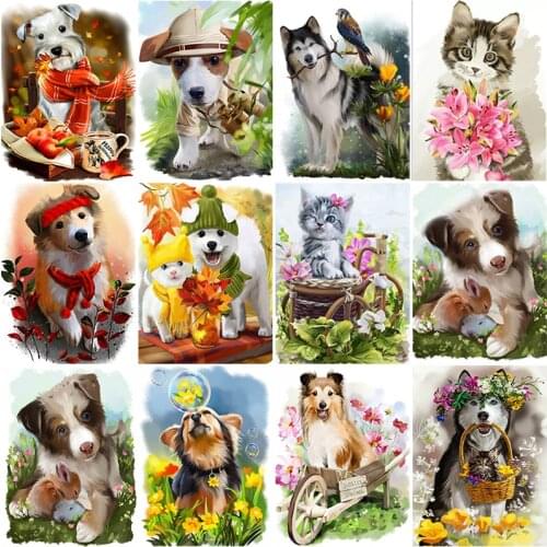 DIY Diamond Painting Christmas Dog Cross Stitch Kit Pet Animals Embroidery Full Square Round Drill Art Mosaic Home Decor Gifts
