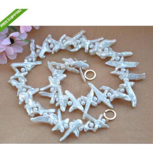 New Arriver Natural 8-50mm White Cross Baroque Keshi Reborn Pearl Necklace Fashion Woman' s Pearl Jewellery