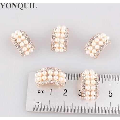 12*20 MM Handmade Metal Rhinestone Pearl Button Clear Artificial Alloy Crystal Flatback Wedding Buttons 30Pcs/Lot MYQB095
