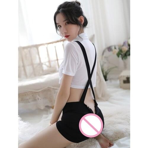 WOAIXDD Sexy Lingerie Women Perspective Belly Uniforms Wind Students Wear Sexy Cheongsam Nightdress Temptation Exotic Temptation