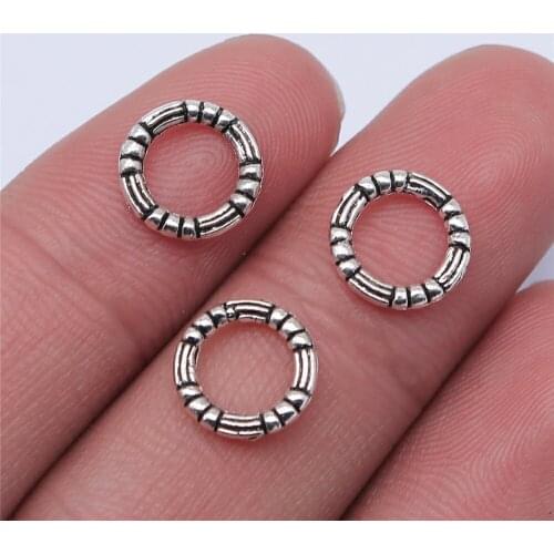 40Pcs 10x10mm Circle Charms Hand Made Jewelry Accessories For Jewelry Making Antique Silver Color Alloy Charms