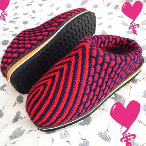 Chinese Style Handmade Natural Fleece Slippers Women Special Warm Home Sandals Winter Indoor Woman Wedge Shoes