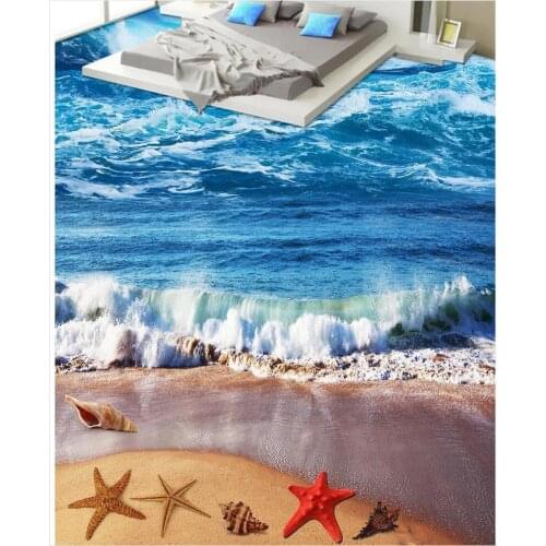 Blue waves of the sea floor coverings 3D PVC floor wallpaper PVC waterproof floor Home Decoration