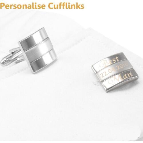 SAVOYSHI Wedding Anniversary Cuff links Laser Engraved Name Record Popular Cufflinks for Mens Jewelry