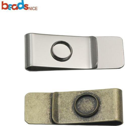 Beadsnice Personalized Money Clips with Round Bezel Settings Brass Mens Money Clip Gift for Dad Wholesale Jewelry Finding 34948