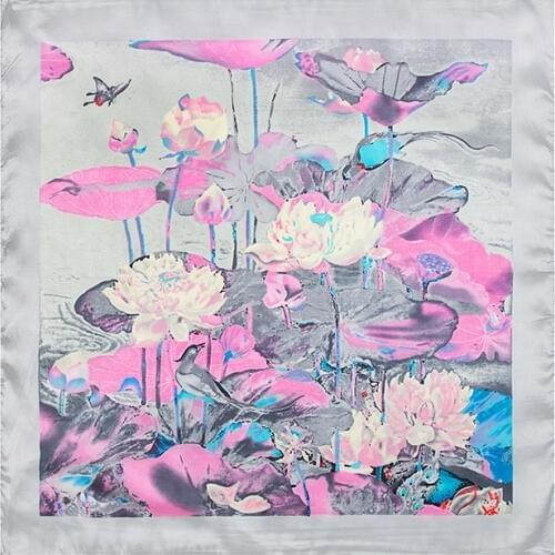 12colors 60cm*60cm New Oil Painting Floral Print Women Silk Scarf Square Scarves Female Bandana Fashion Ladies Hijab Scarves