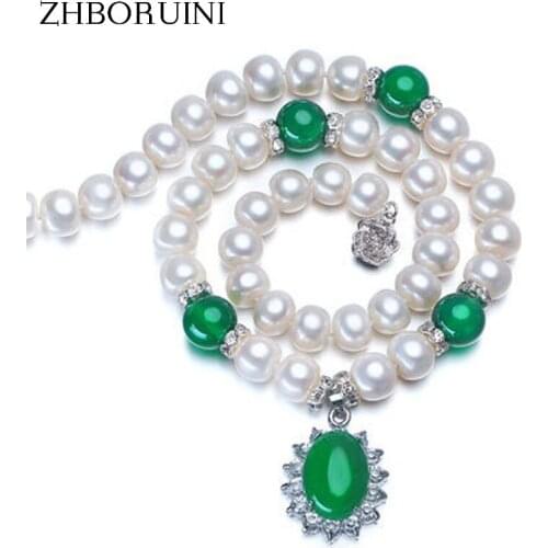 ZHBORUINI Necklace Pearl Jewelry Natural Freshwater Pearl Pendant 925 Sterling Silver Jewelry For Women Statement Necklace
