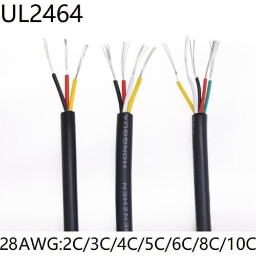 28AWG UL2464 Signal Wire 2 3 4 5 6 8 10 Core PVC Insulated Sheath Power Control Line Amplifier Audio Lamp Electric Copper Cable