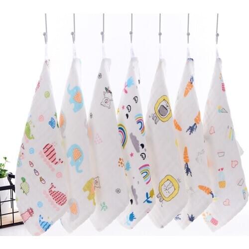 10pcs/pack 25x25cm Soft Baby Bath Towel Face Towel Infant Six-layer Gauze Square Pure Cotton Saliva Towel