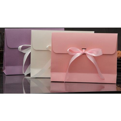 100pcs 28*9*21CM envelope gift box paper gift bag with bowknot handkerchief silk scarf packing boxes lin4088