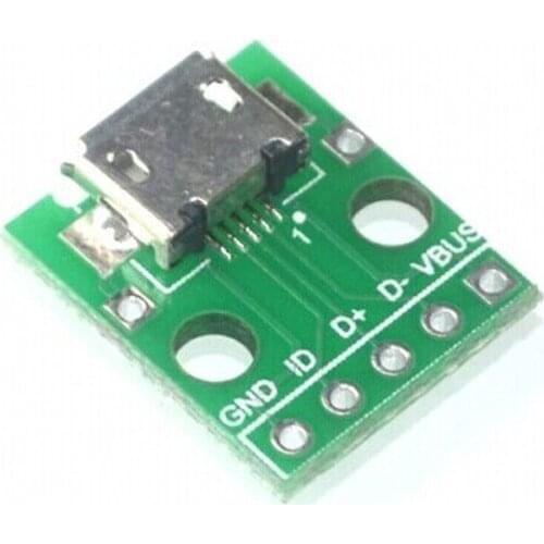 100pcs Micro USB to DIP 2.54mm Adapter Connector Module Board Panel Female 5-Pin Pinboard 2.54mm Micro USB PCB Typ Free shipping