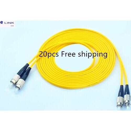 20pcs FC-FC dx fiber patch cord duplex singlemode 3.0mm cable 1 2 3 4 5 Mtr G652D optical fibre jumper free shipping ELINK