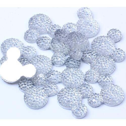 20pcs small pack 20x23mm Mickey Head Flatback Resin Rhinestone Glue On DIY Nail Art Crafts Jewelry Garments Backpack Decorations