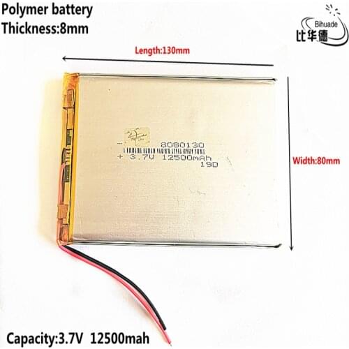 3.7V 12500mAh 8080130 lithium polymer battery MP3 MP4 navigation instruments small toys and other products Universal Battery