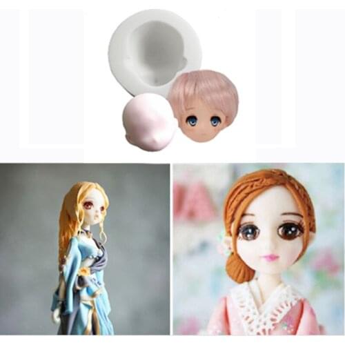 3D Girl Princess Face Lady Head Cake Mold Doll Head Cake Chocolate DIY Decor Silicone Cute Doll Face Fondant Mold
