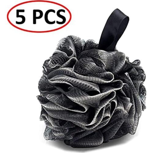 5Pcs MenS Black Bath Flower Bamboo Charcoal Bath Ball Deep Cleansing Soft And Fluffy Fine Mesh Bath Ball