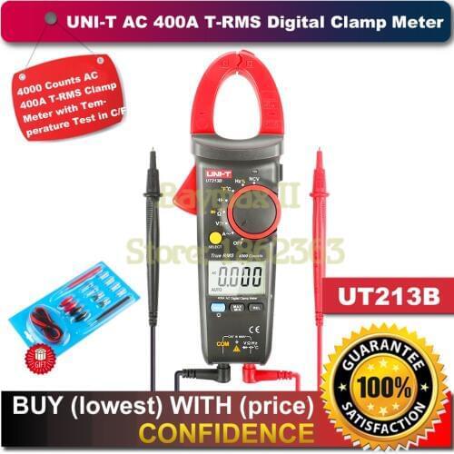 UNI-T UT213B 400A AC Digital Clamp Meter for AC/DC Voltage, Ohm, Capacitance, Hz Test and Temperature Measurement