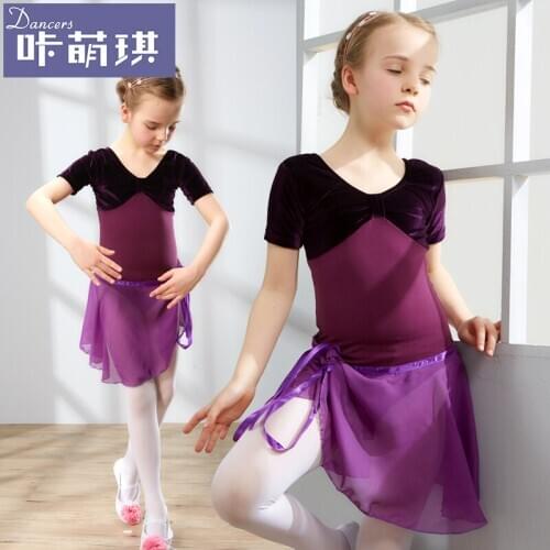 Children Ballet Dance Dress Uniforms Girls Gym Suit Skirts Short Sleeve Joint Employs Students Dancing Exercise Dress B-3354