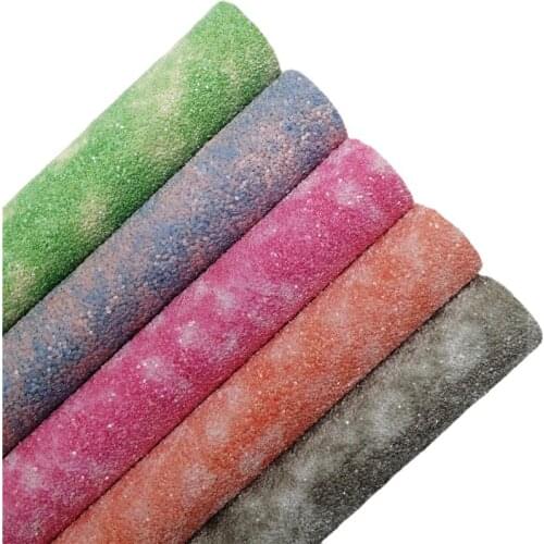 Two Tones Cloudy Flowers Printed Chunky Glitter Vinyl Fabric Sheet Synthetic Leather Faux Vinil DIY A4 SIZE R112A